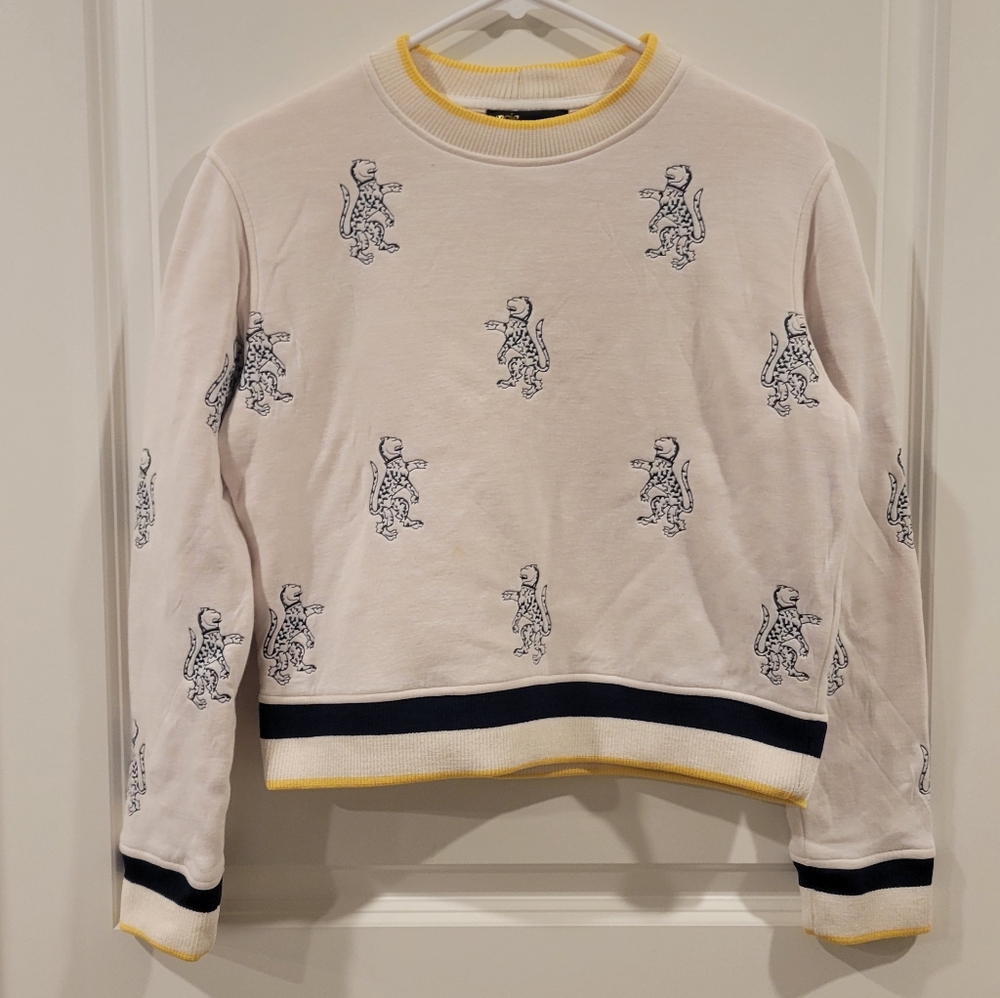 Maje Tentation Leopard-Embroidered Sweatshirt Size 1